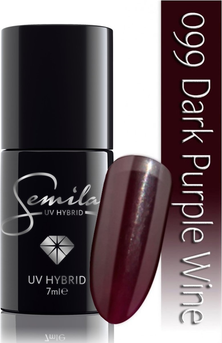 Foto van 099 UV Hybrid Semilac Dark Purple Wine 7 ml.