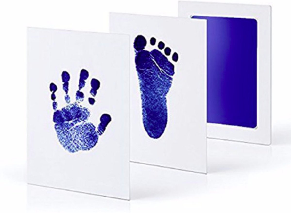 Baby voetafdruk en baby handafdruk inkt -baby cadeau (blauw)