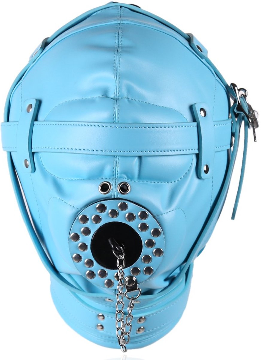 Foto van Banoch - Depraved Stopper Blue - Blauw bondage masker van pu Leer