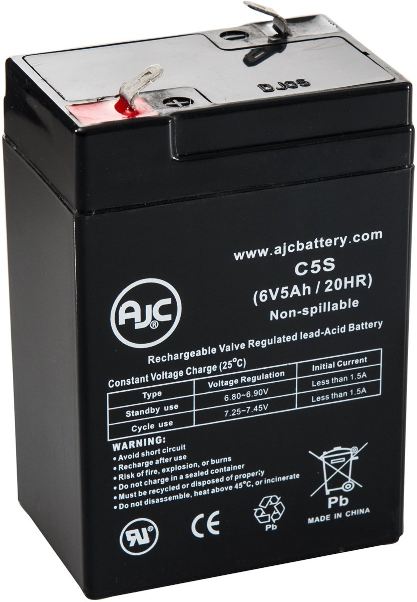 AJC� battery compatibel met AJC Battery 6V 5Ah Lood zuur accu