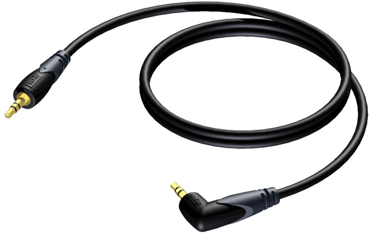 Procab CLA718 stereo 3,5mm Jack kabel met haakse connector - 1,5 meter