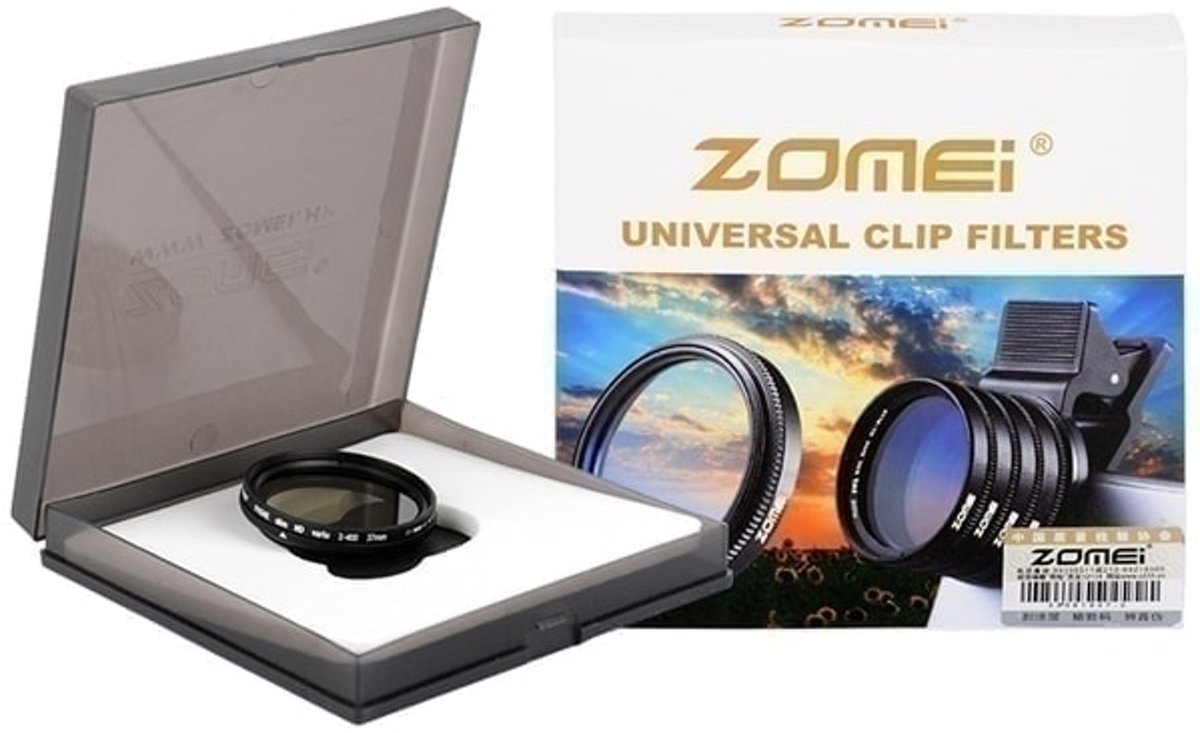 Zomei Instelbare 37mm Neutrale Dichtheid Clip-on ND 2-400 Telefoon Camera Filterlens voor iPhone Samsung HTC Huawei Android IOS