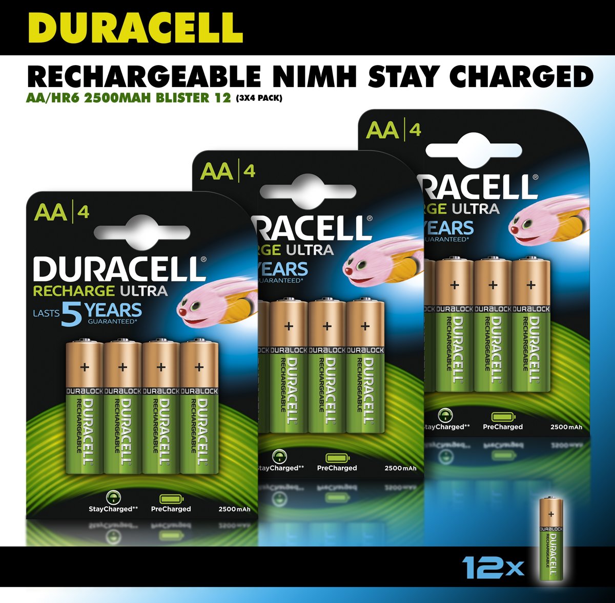 Duracell AA Oplaadbare Batterijen - 2500 mAh - 12 stuks