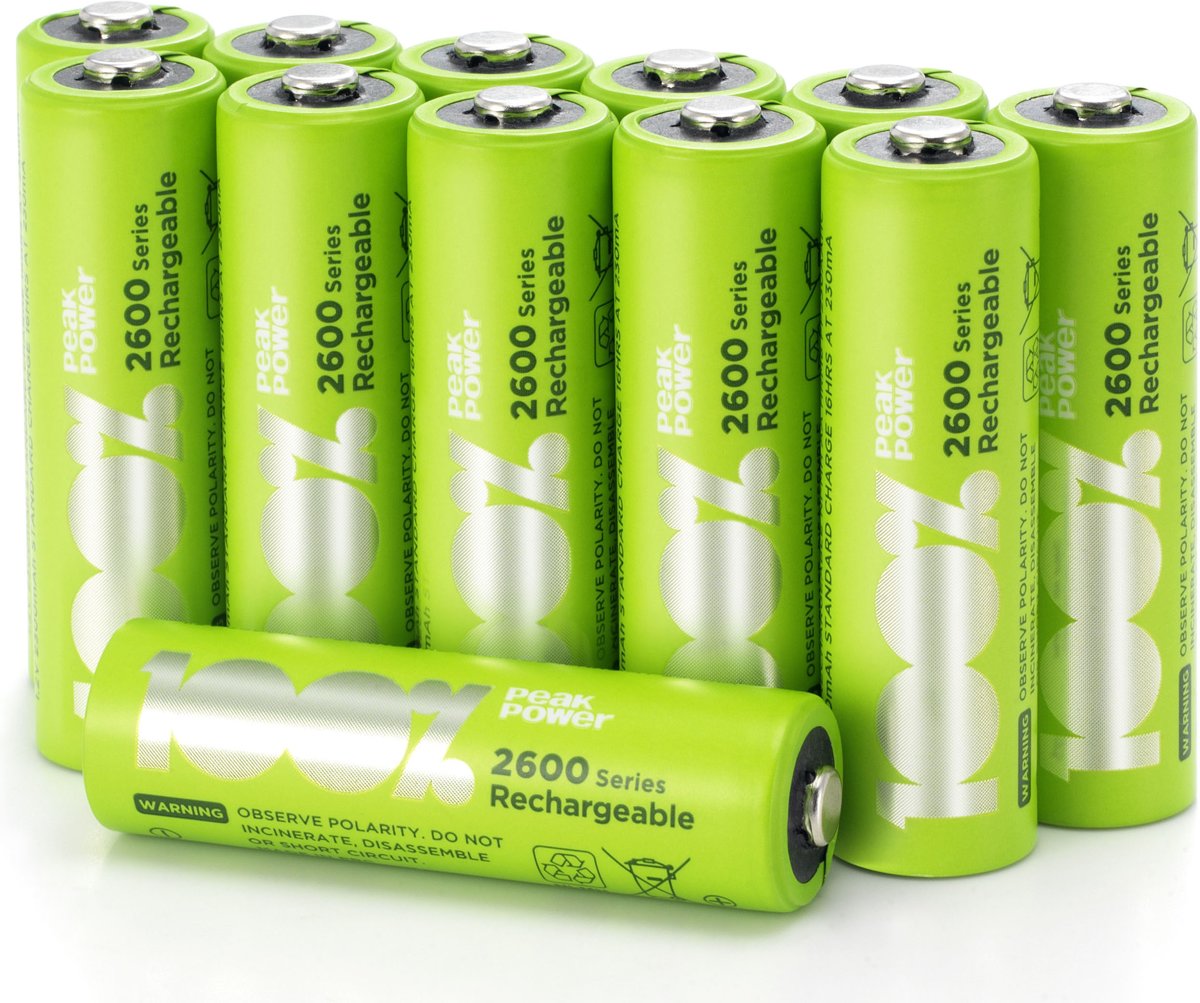 100% Peak Power oplaadbare batterijen  - Milieubewuste Keuze - NiMH batterij AA mignon 2300 mAh - 12 pack