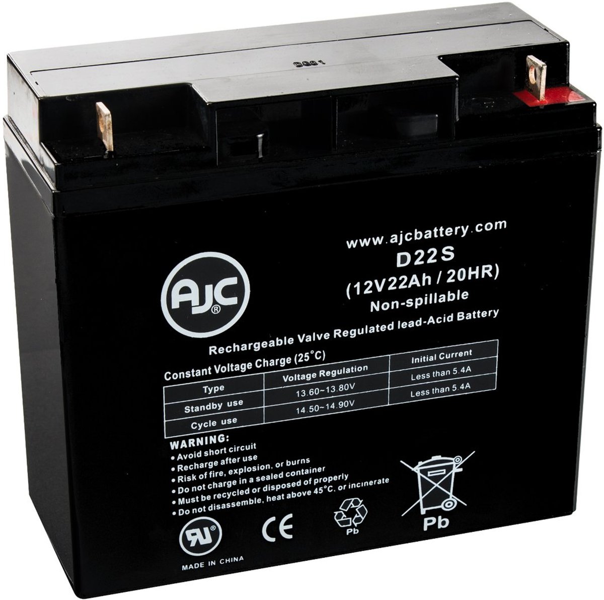 AJC� battery compatibel met HKbil 6FM22 12V 22Ah Lood zuur accu