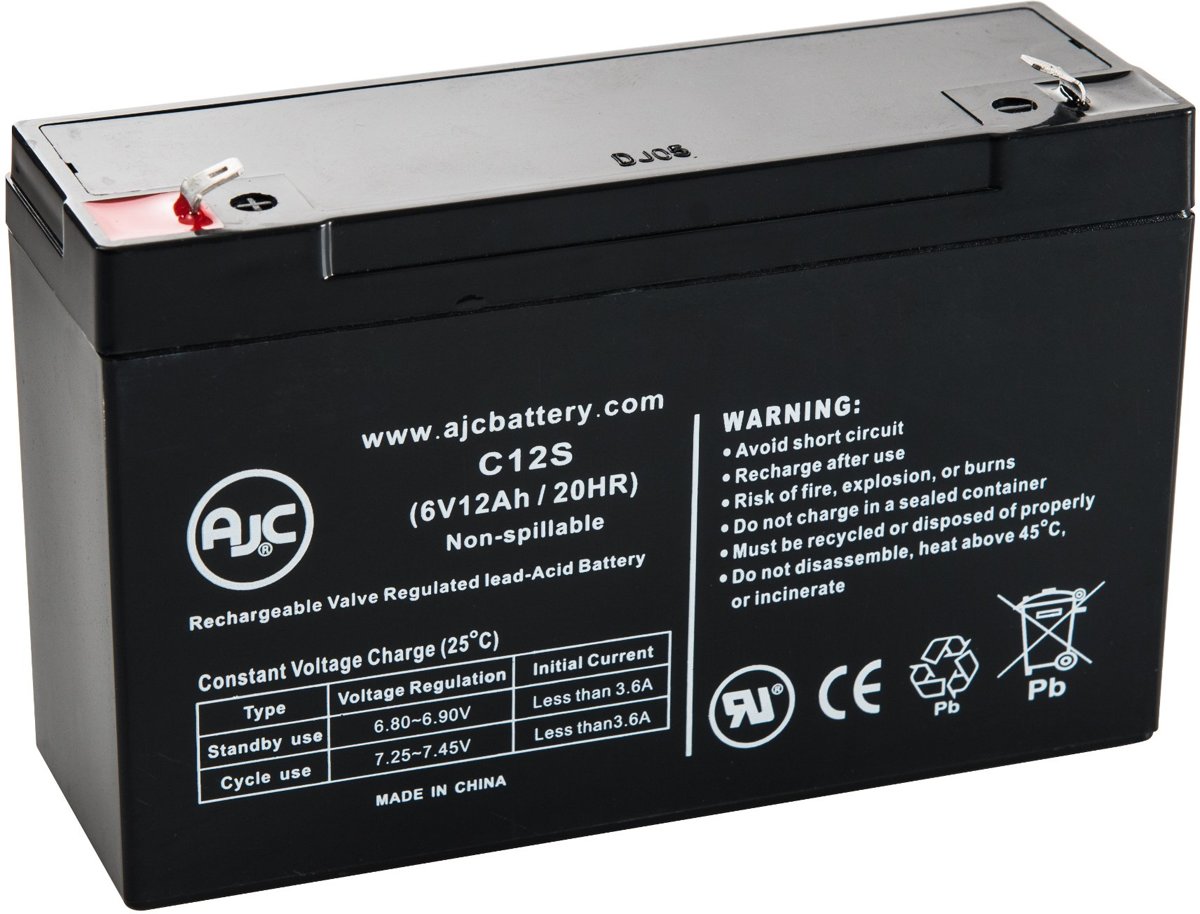 AJC� battery compatibel met Diamec DM6-12 6V 12Ah Lood zuur accu