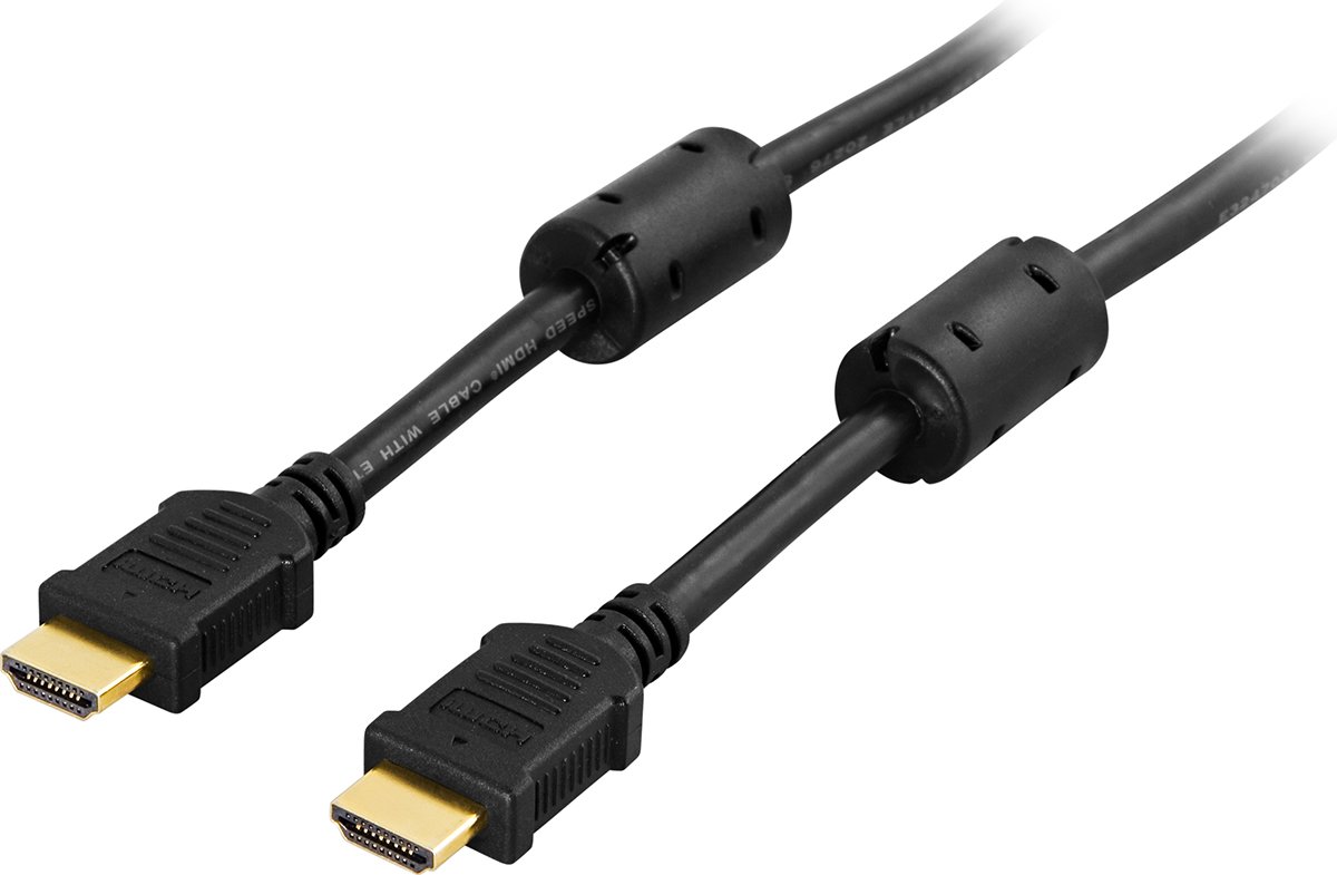 DELTACO HDMI-1060, High Speed HDMI met Ethernet, 4K, Ultra HD 30Hz, vergulde connectoren, 19-pins mannelijk-mannelijk, 7m