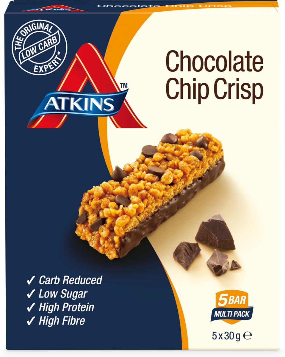 Foto van Atkins Day Break Chip Crisp Chocolade - 5 x 30 gram
