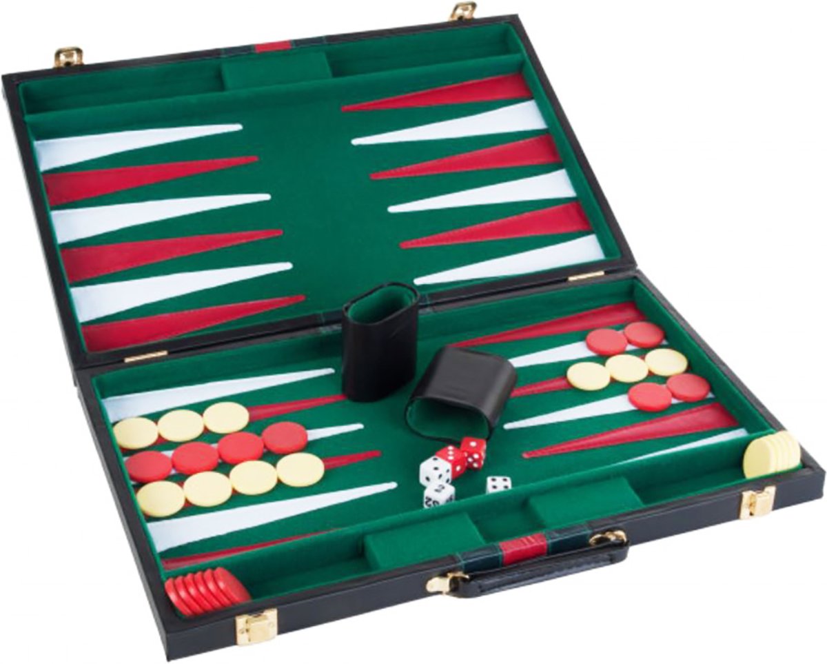 Longfield Games Backgammon 18 Inch Piping - Rood/Groen