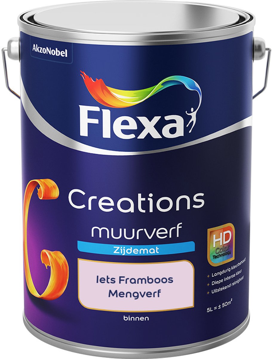 Flexa Creations - Muurverf Zijde Mat - Mengkleuren Collectie - Iets Framboos  - 5 liter