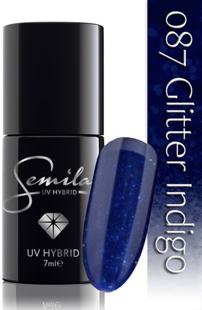 Foto van 087 UV Hybrid Semilac Glitter Indigo 7 ml.