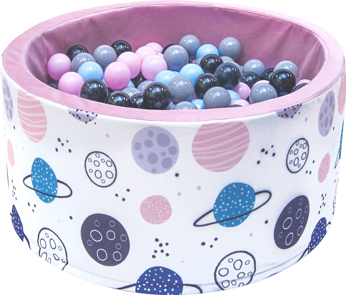 Ballenbak - stevige ballenbad -90 x 40 cm - 200 ballen Ø 7 cm - roze, wit, grijs en lichtblauw