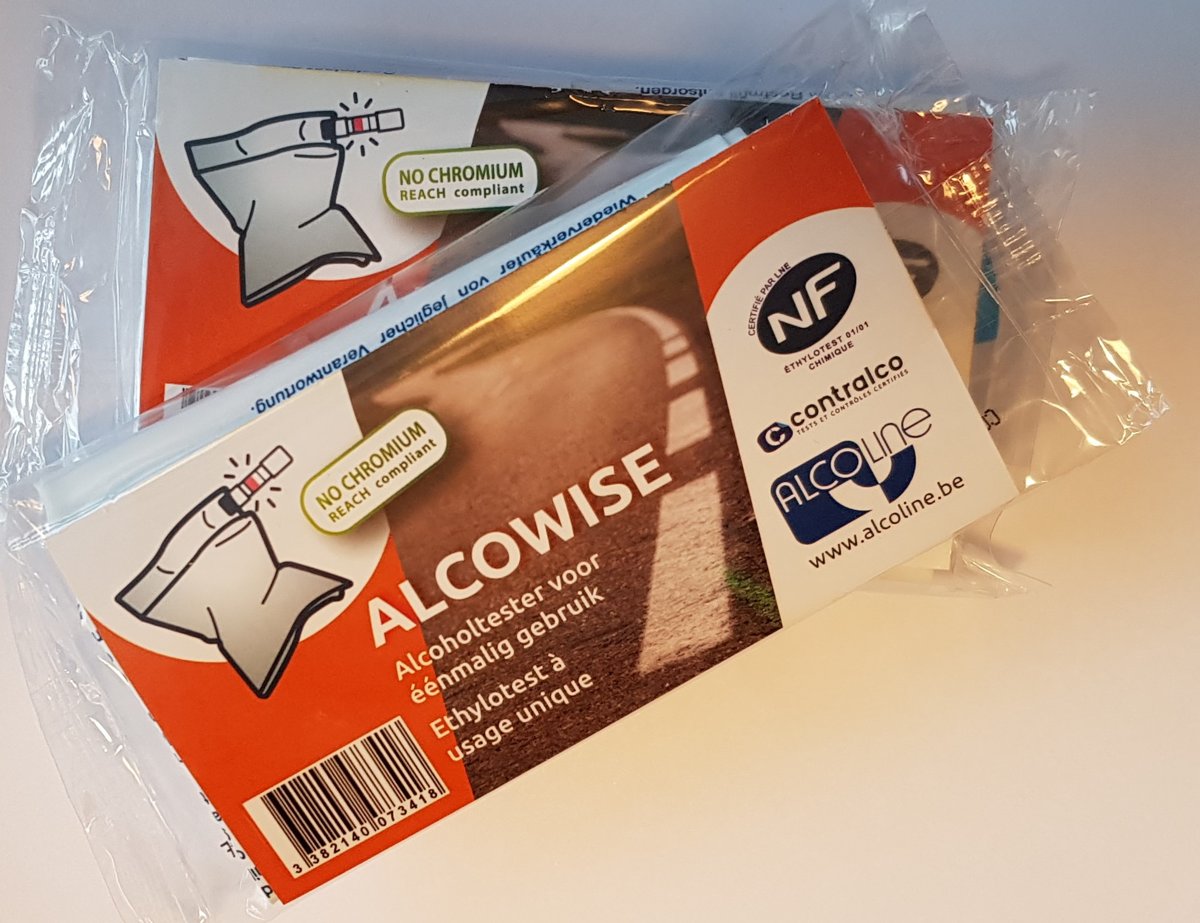 Foto van Alcoholtester eenmalig Alcowise | 4 stuks | goedgekeurd voor Frankrijk | NF keurmerk | chroomvrij | betrouwbaar testresultaat | compact en makkelijk in gebruik | 24 maanden houdbaar | Snel geleverd