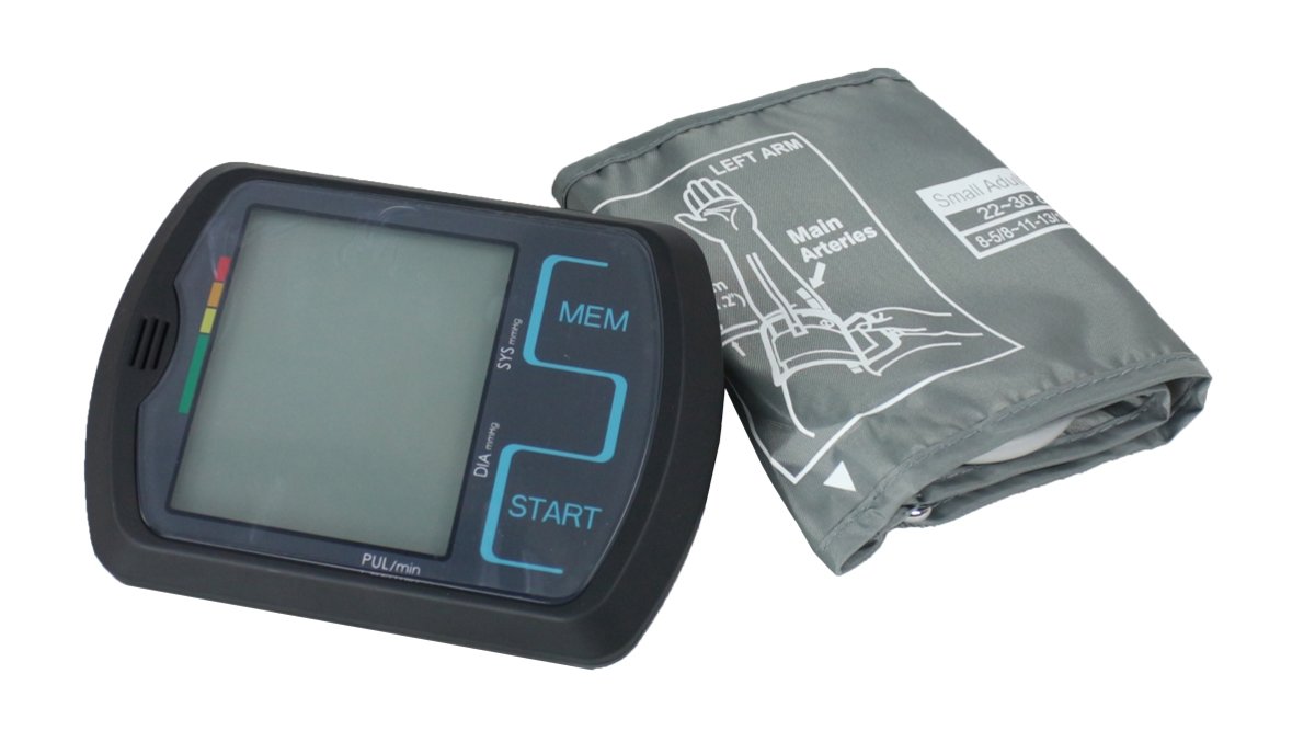 OBBOmed - Digitale Touch Screen Bloeddrukmeter - om de bovenarm - met groot scherm - gebruiksvriendelijk en snel meten - incl. waarschuwingssignalen - MM 4750