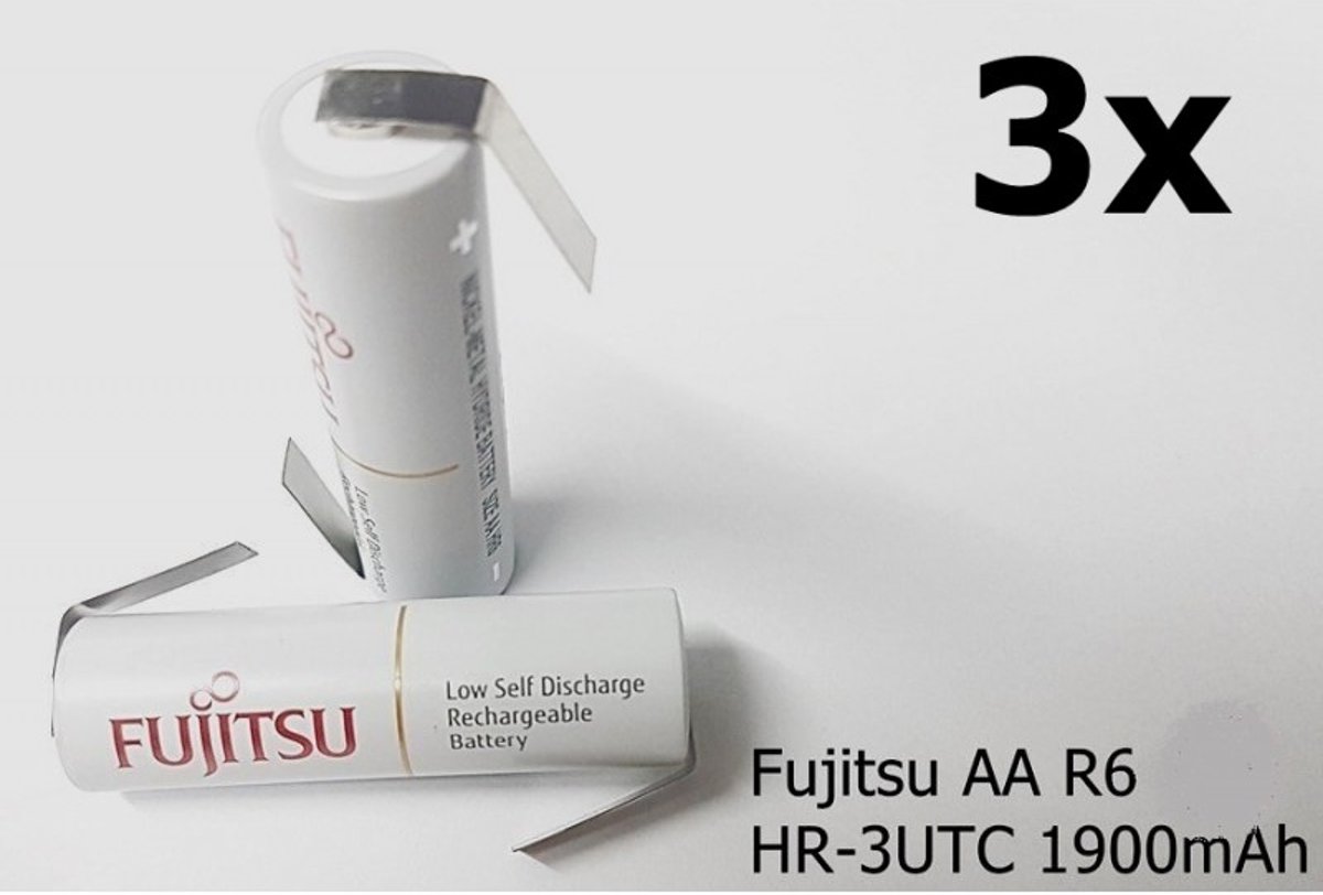 3 Stuks Fujitsu AA R6 HR-3UTC 1900mAh  Z-Soldeerlippen