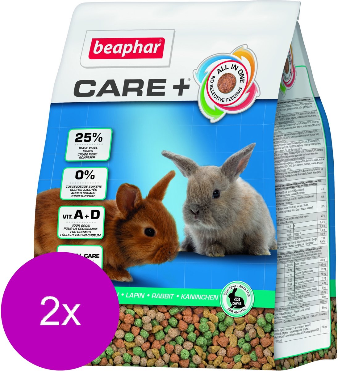 Beaphar Care+ Konijn Junior - 2 St à 1,5 kg - Konijnenvoer