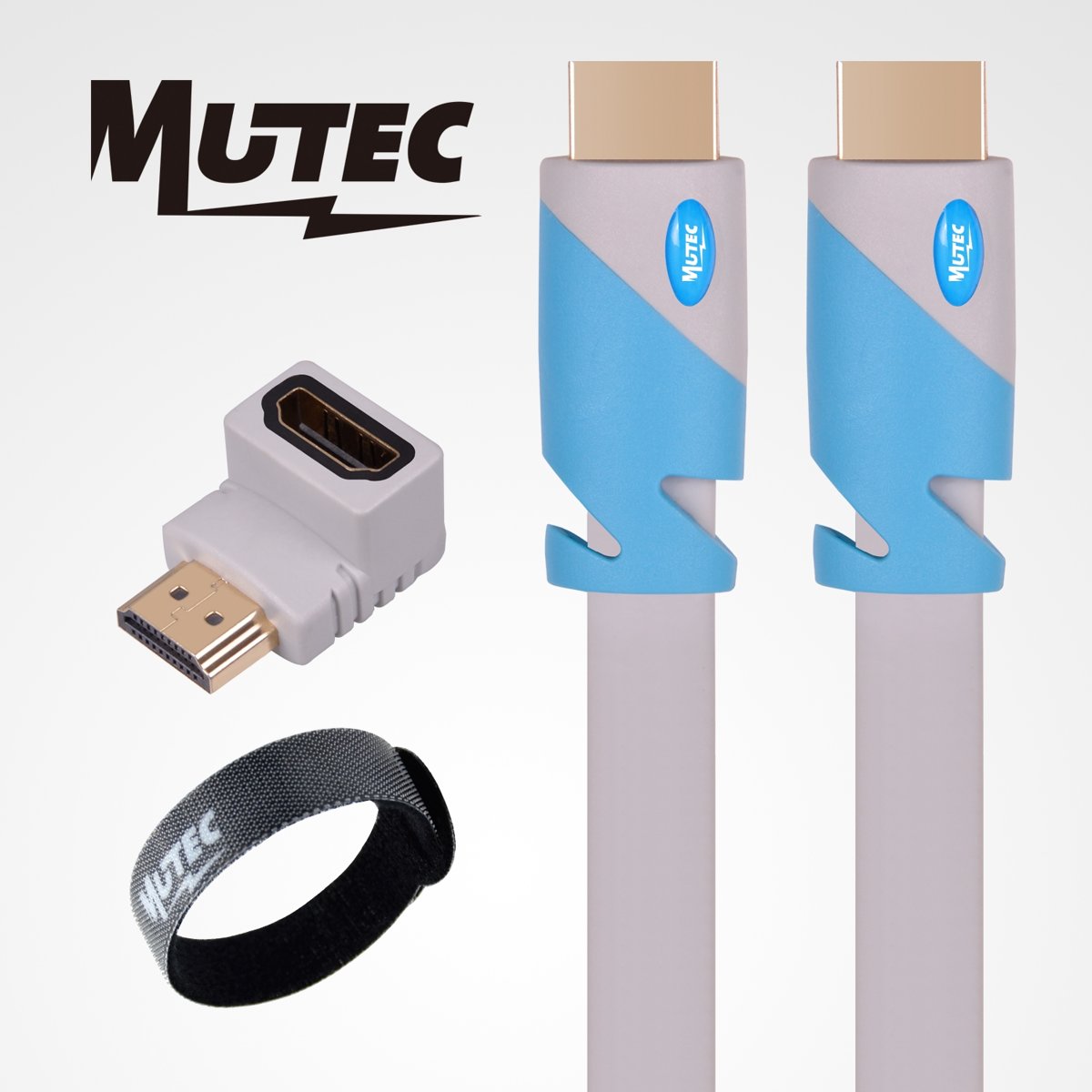 MutecPower HDMI Platte Kabel 1.4v met Ethernet - 3 meter - met adapter