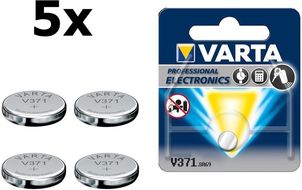 5 Stuks - Varta V371 44mAh 1.55V knoopcel batterij