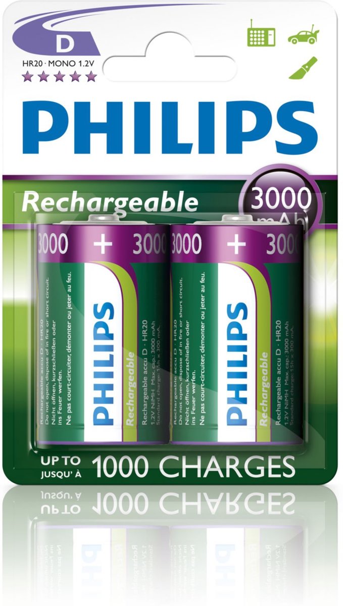 Philips Rechargeables Batterij R20B2A300/10