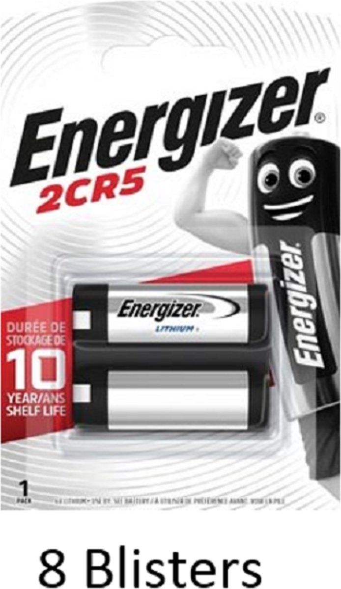 8 stuks (8 blisters a 1 stuk) Energizer Lithium 2CR5 6V fotobatterij 245