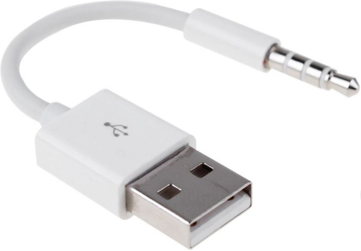 USB 2.0 male naar 3.5mm Audio AUX male Kabel � Wit � 15cm