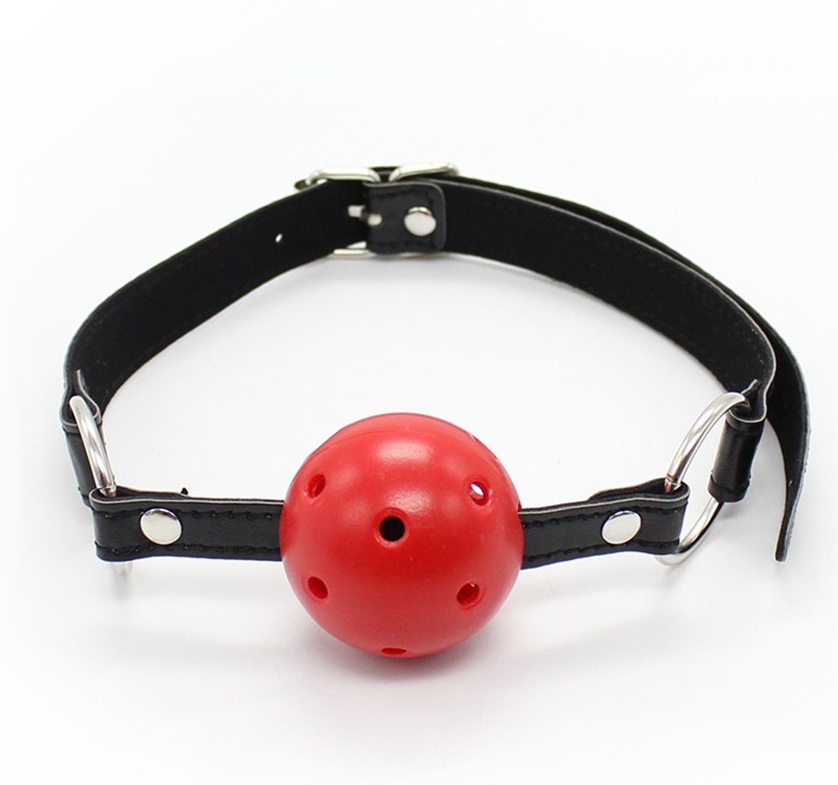 Foto van Banoch - Breathable ball gag open -zwart / rood - verstelbare riem - bdsm