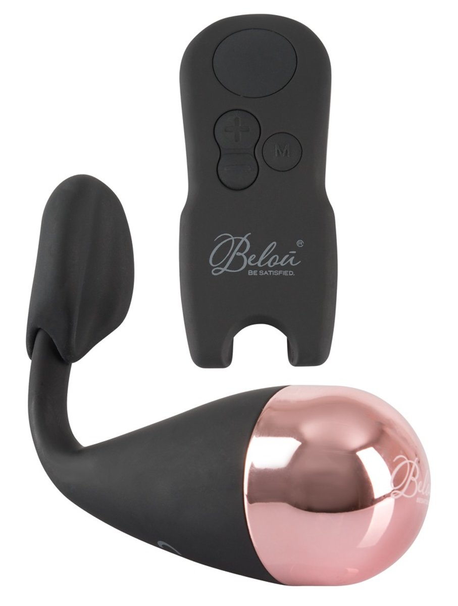 Foto van Belou – Draadloze Design Vibratie Ei met Clitoris Stimulatie en Draadloos Oplaadbaar voor Ongekende Hoogtepunten – Zwart/Roze