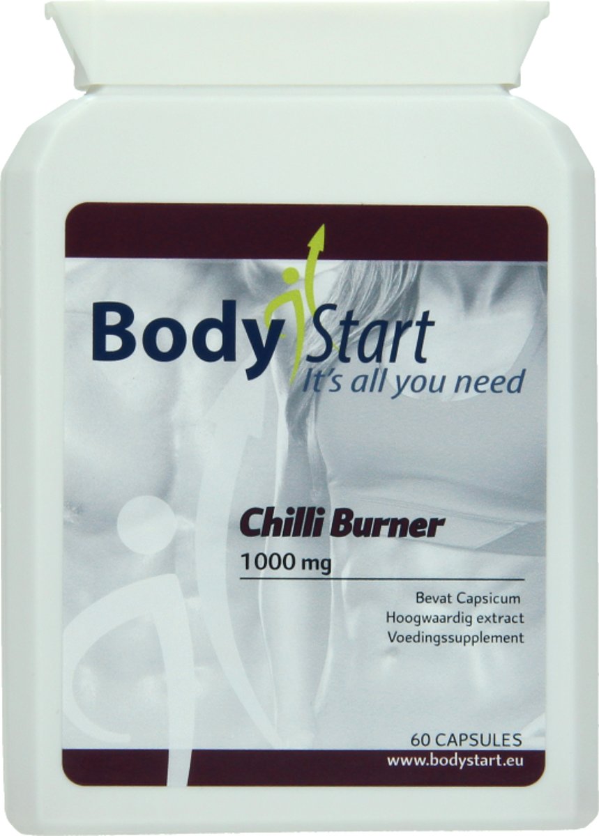 Foto van BodyStart Chilli Burner | 1000 mg | Krachtige dosering | Bevat Capsicum | Heeft een stimulerend effect op de vetverbranding | voor meer energie | 60 Capsules