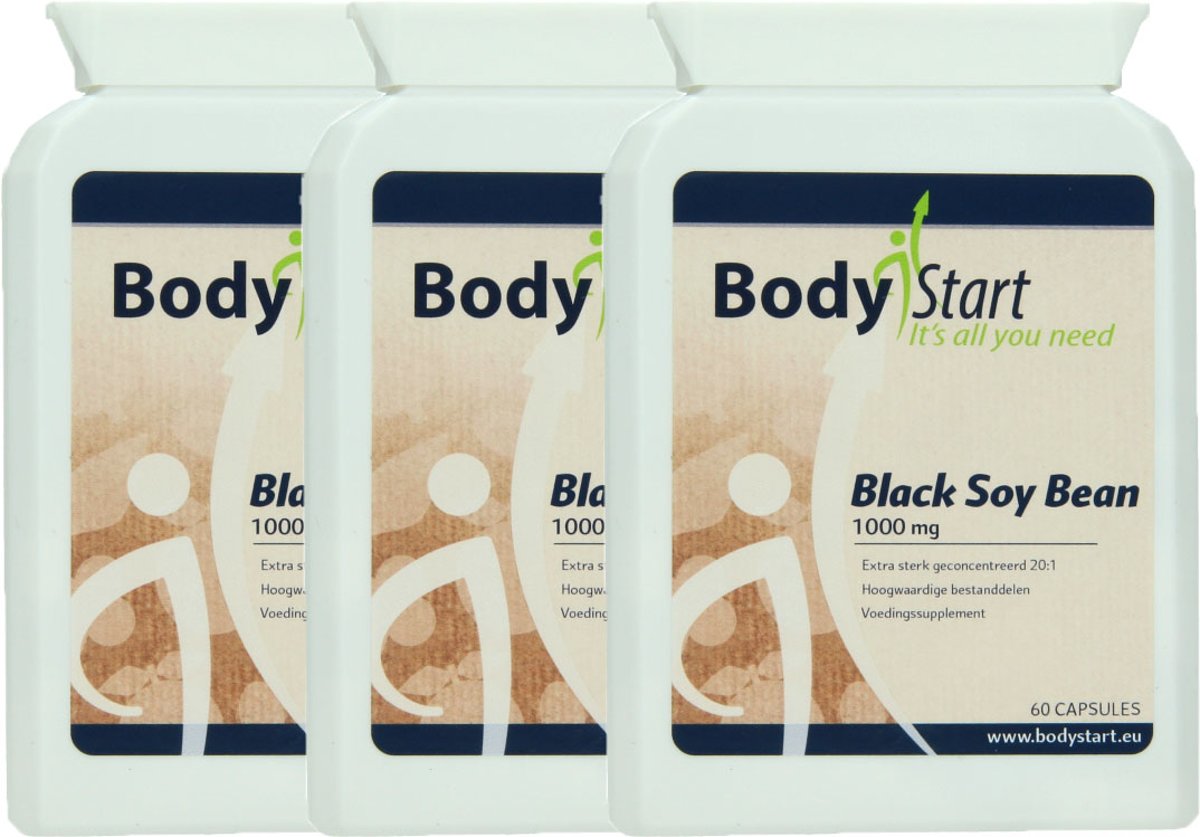 Foto van BodyStart Black Soy Bean | VOORDEELVERPAKKING 180 Capsules | Zwarte Soja Boon | 1000 mg | Krachtige dosering | Bron van eiwitten, onverzadigde vetten, mineralen & vitamines