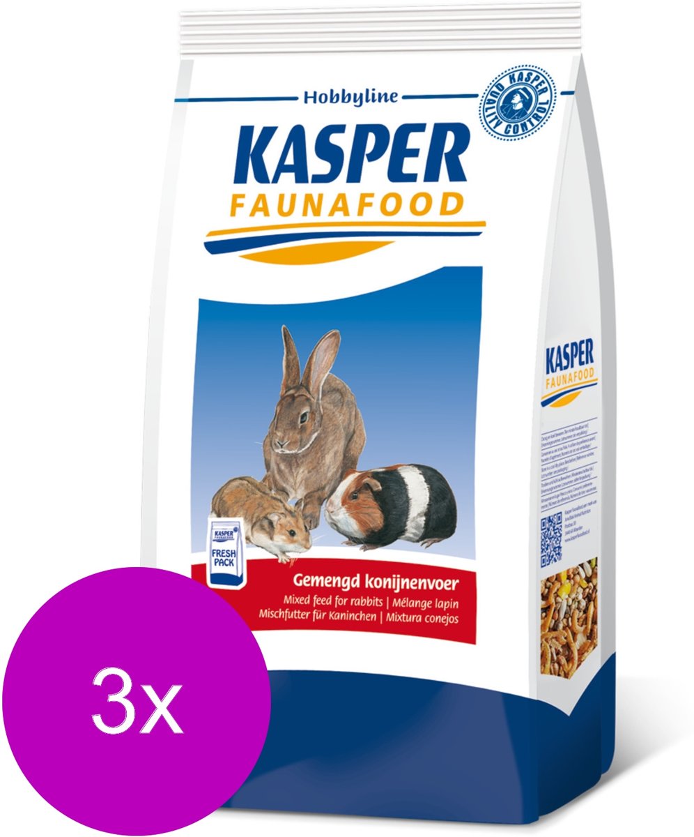 Kasper Faunafood Konijnenvoer Met Rode Wortel - Konijnenvoer - 3 x 3.5 kg Gemengd