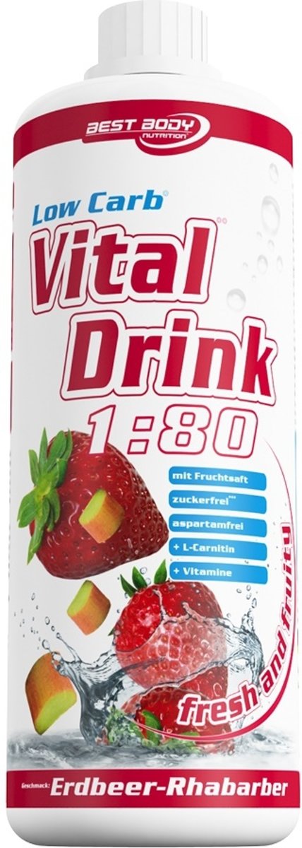 Foto van Best body nutrition Low Carb Vital Drink - 1000 ml - Cherry