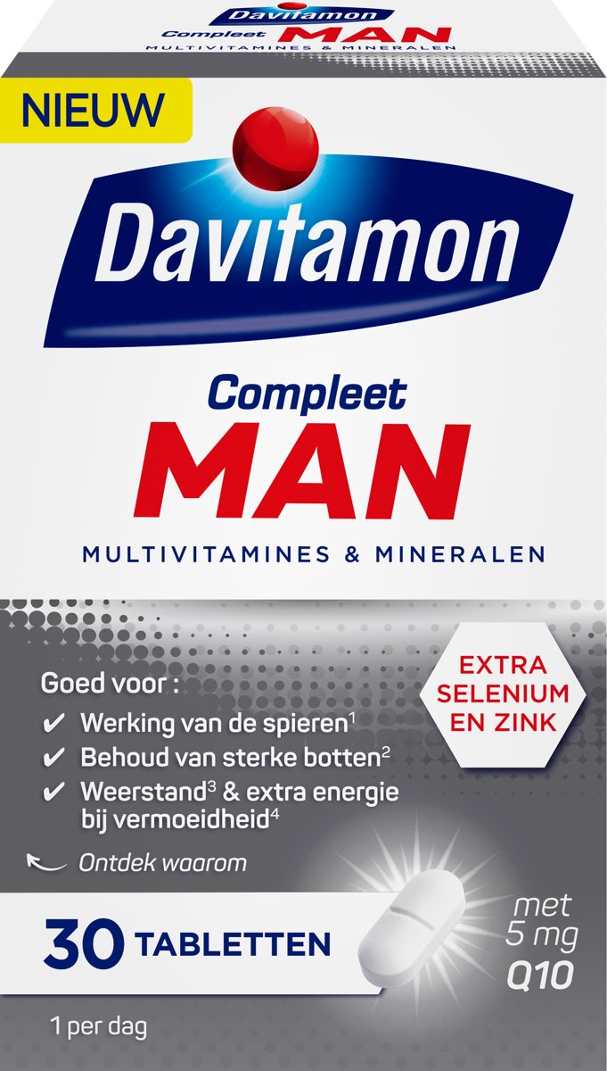 Foto van Davitamon Compleet Man - met extra selenium en zink - 30 tabletten