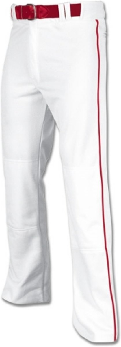 TAG White w/ Red Piping Mens NYLON Baseball Pants - White/Red - 38
