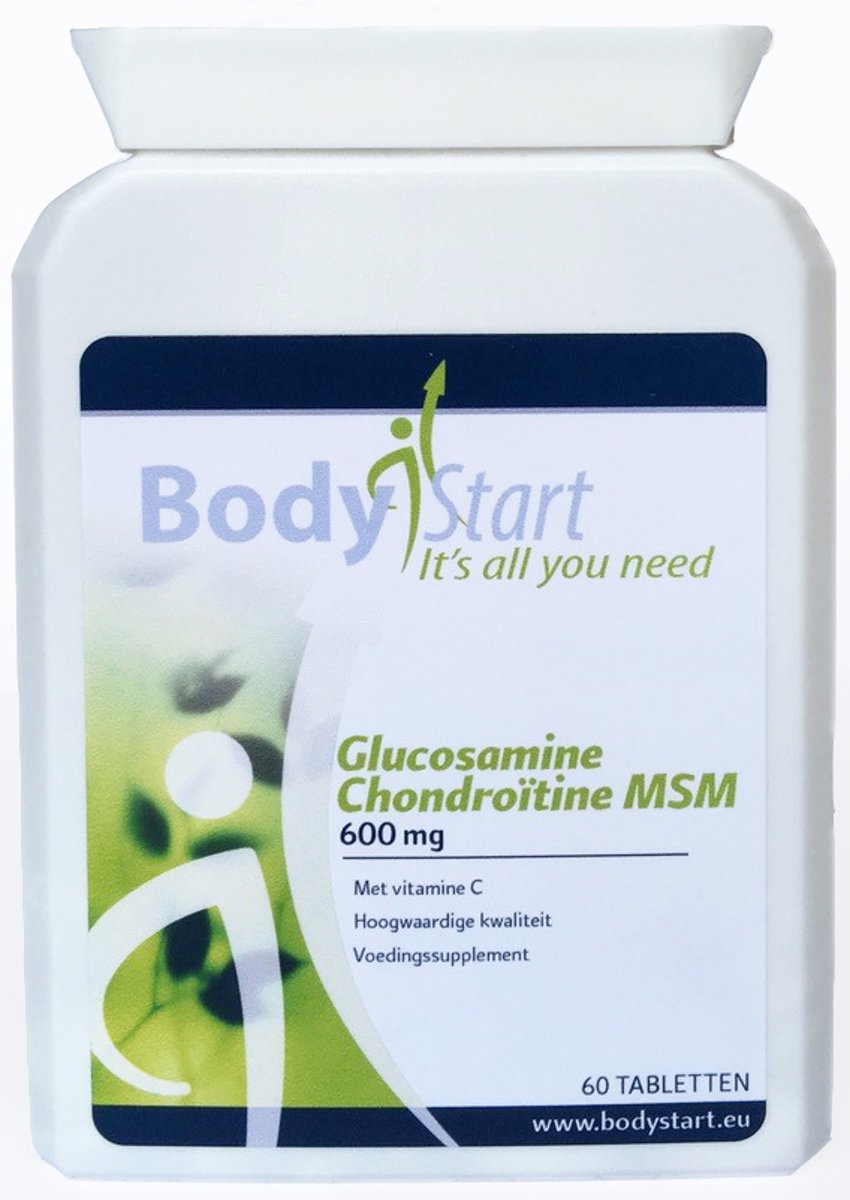 Foto van BodyStart Glucosamine Chondroitin MSM | 600 mg | Met toegevoegde vitamine C | 60 Tabletten