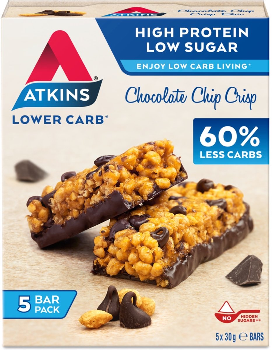 Foto van Atkins Chocolate Chip Crisp 20 repen