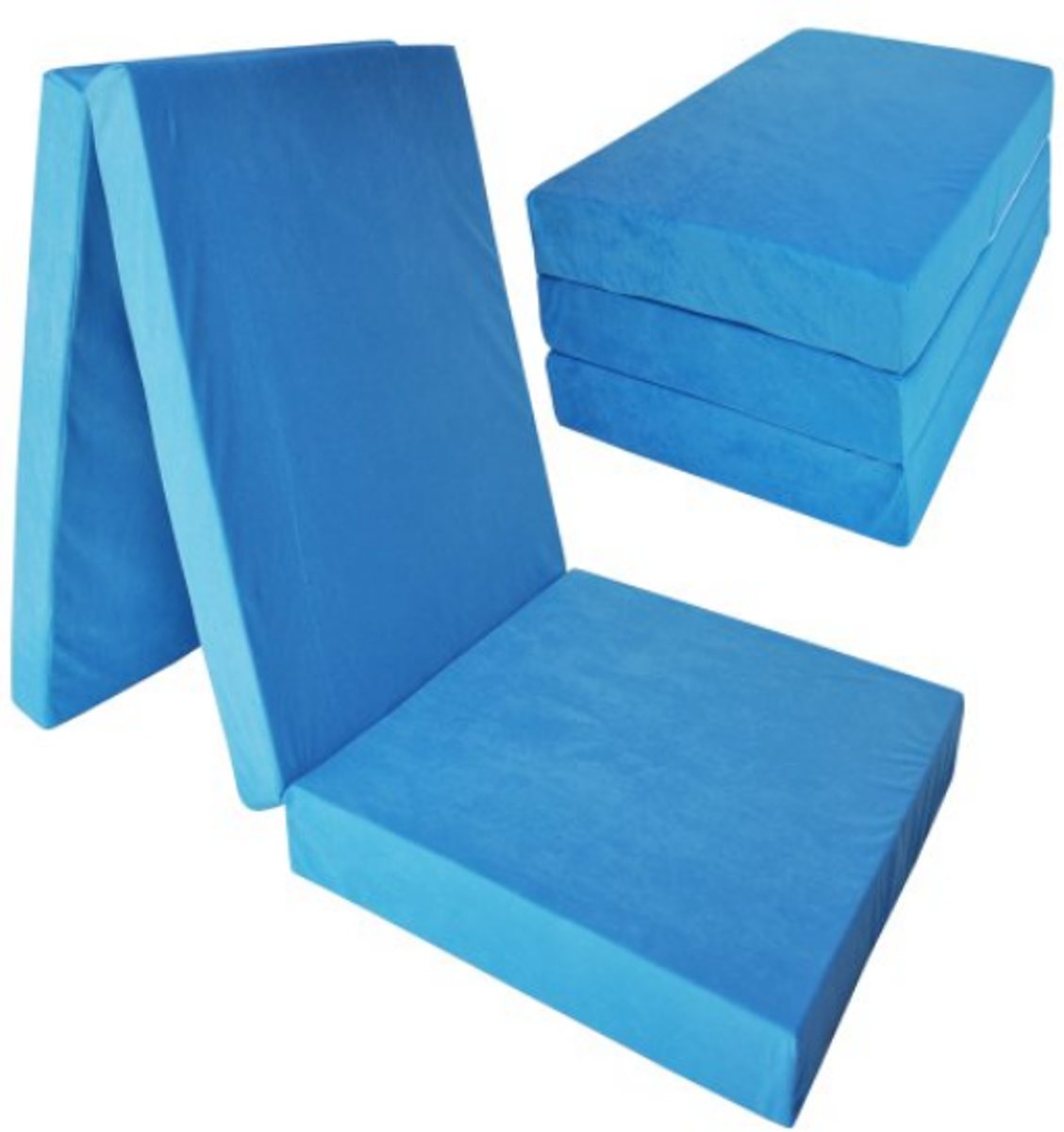 Logeermatras extra dik - blauw - camping matras - reismatras - opvouwbaar matras - 195 x 80 x 15