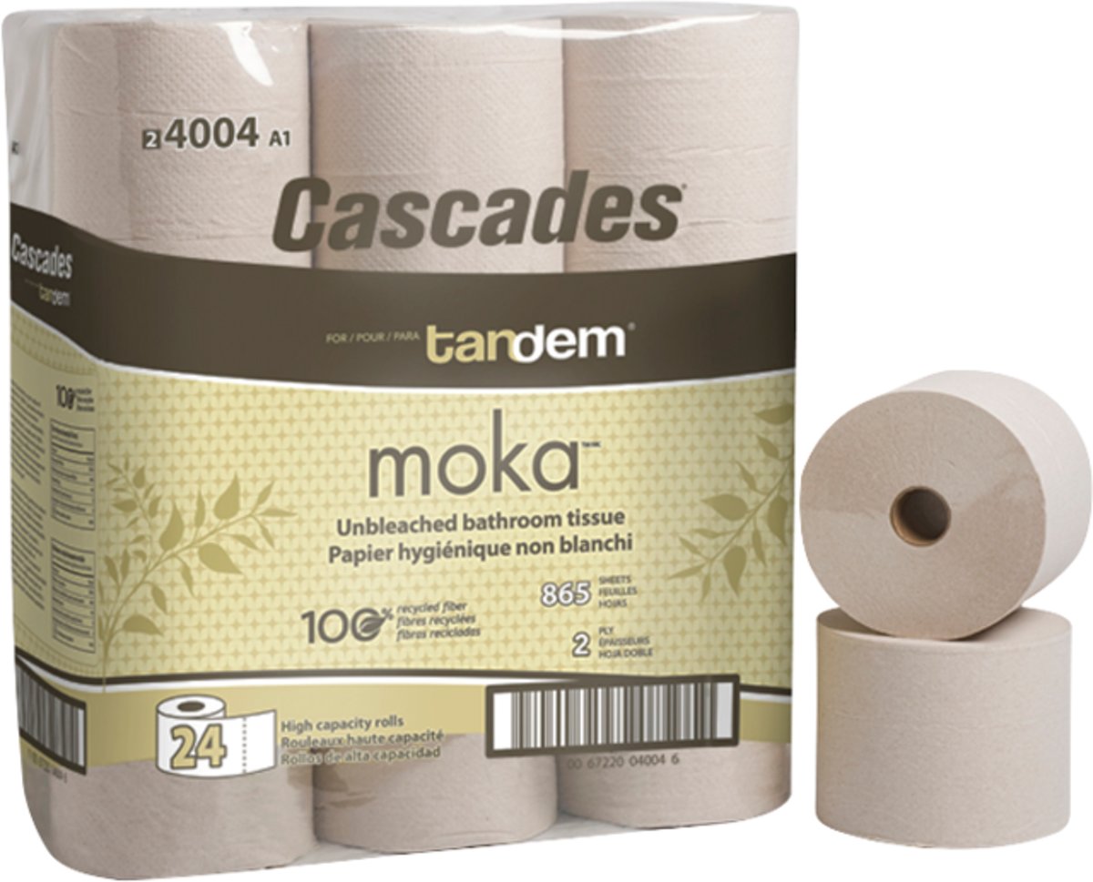 Foto van 100%eco, Toiletpapier, 2-laags, 10cm, 88m, Moka, beige