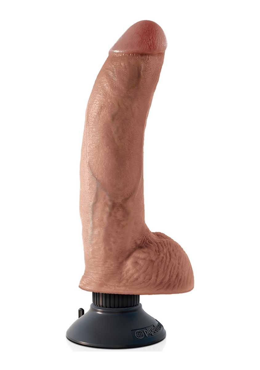 Foto van Pipedream - King Cock - 9 Inch Vibrating Cock with Balls- Tan