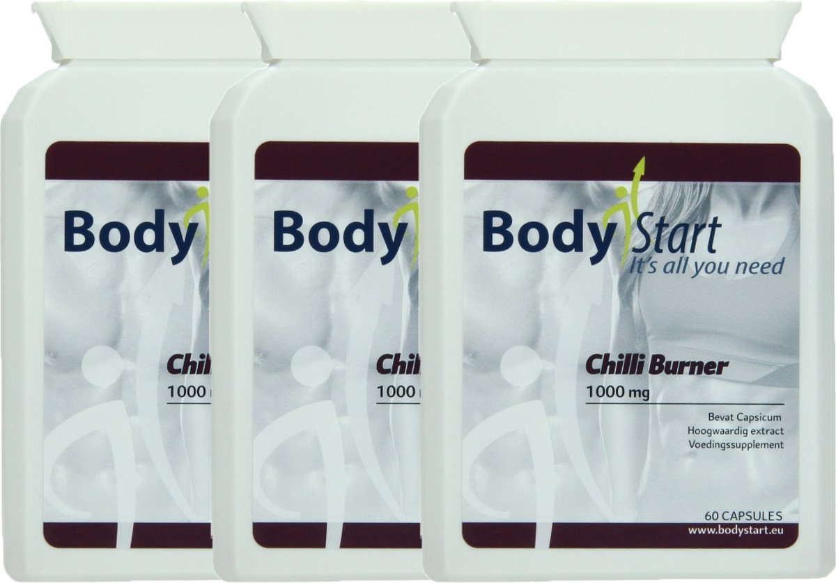 Foto van BodyStart Chilli Burner | VOORDEELVERPAKKING 180 Capsules | 1000 mg | Krachtige dosering | Bevat Capsicum | Heeft een stimulerend effect op de vetverbranding | voor meer energie