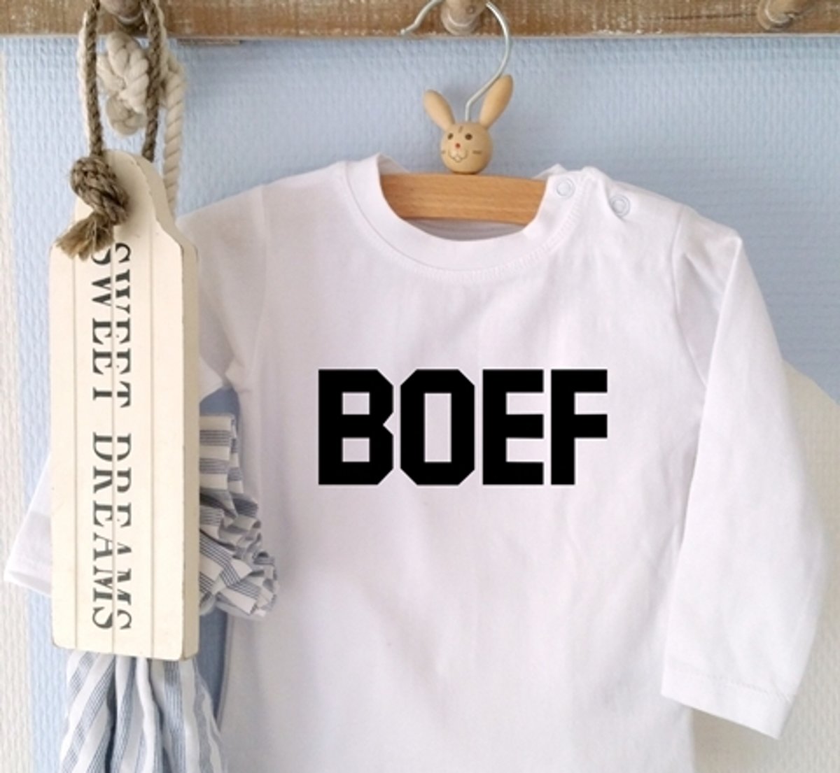 Super bol.com | Shirtje Boef | Lange of korte mouw | wit | maat 56-110 MU-94
