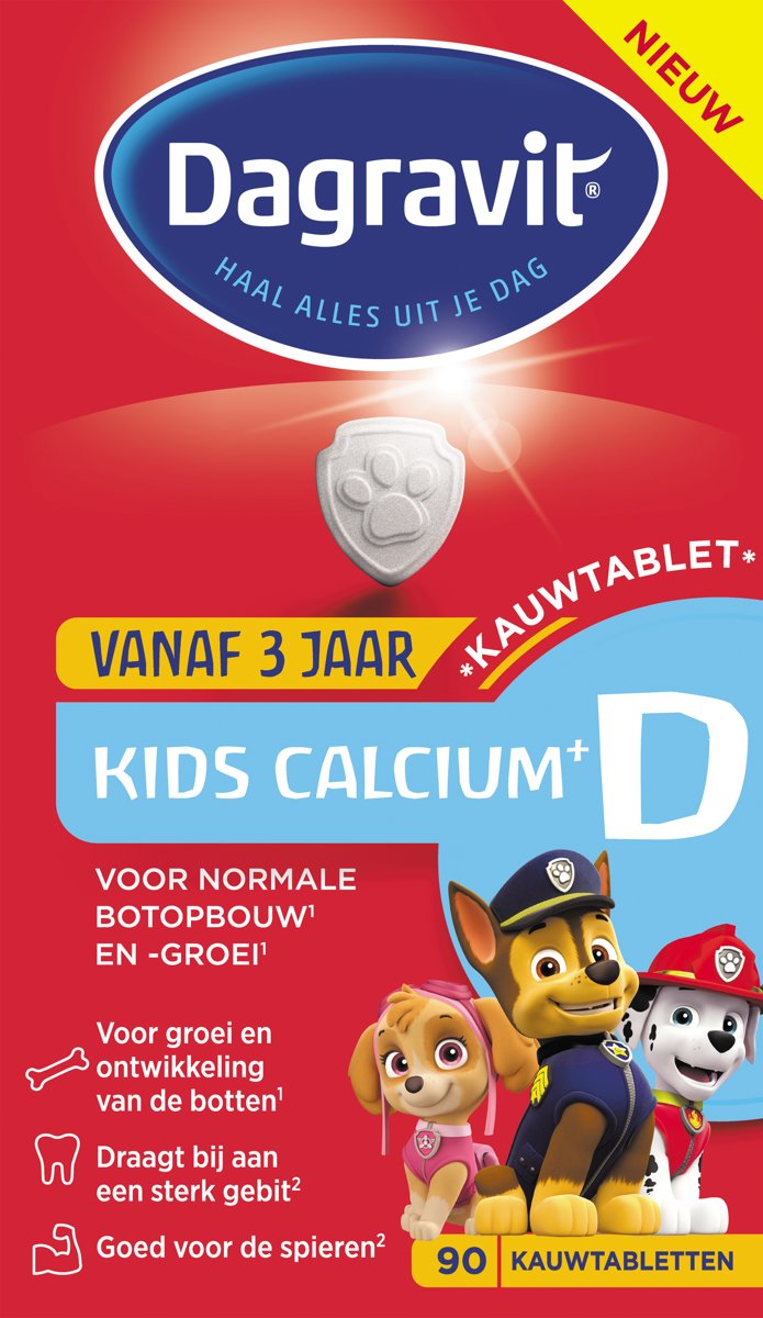 Foto van Dagravit Kids Calcium +D vanaf 3 jaar - 90 kauwtabletten