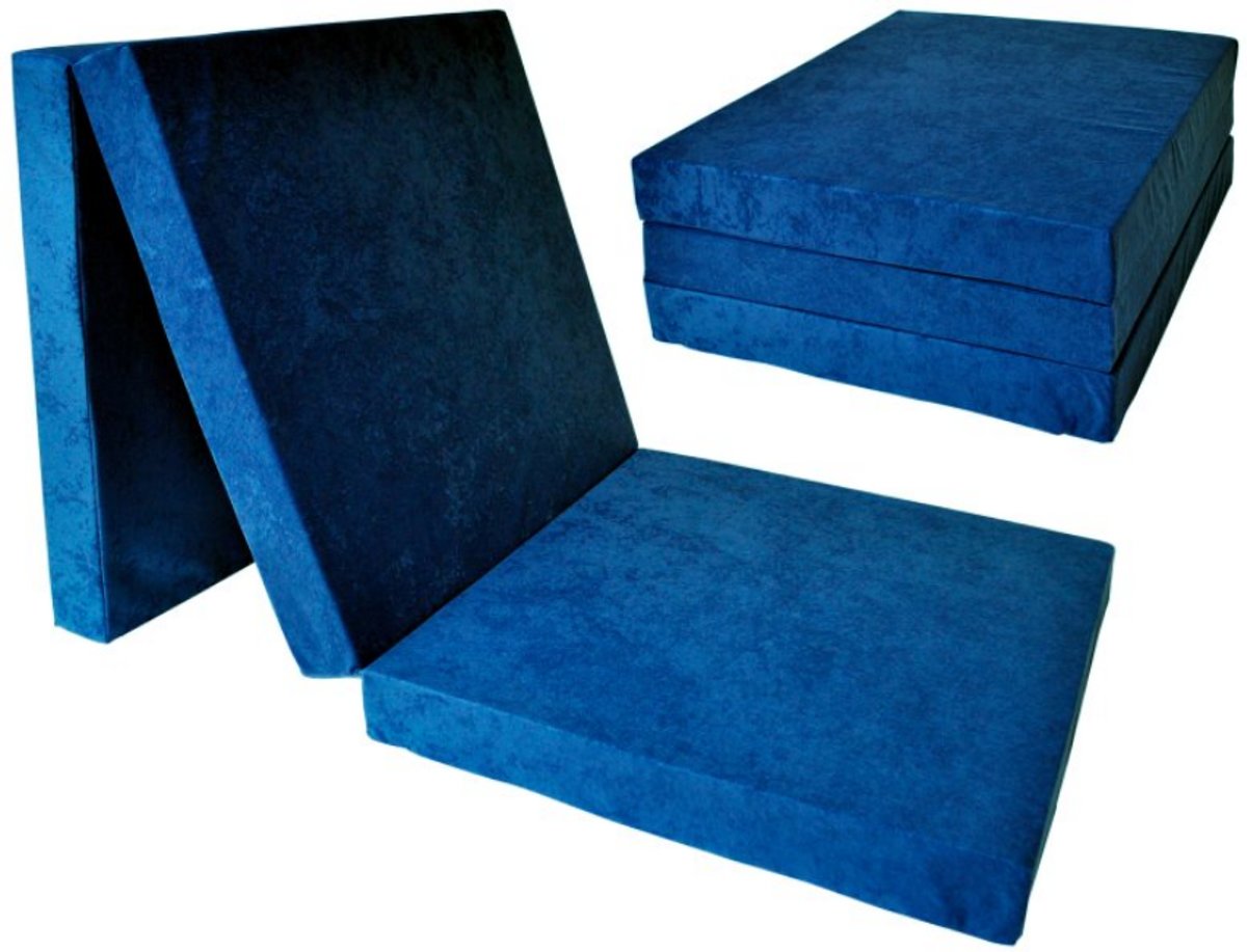 Kinder logeermatras - donker blauw - camping matras - reismatras - opvouwbaar matras - 120 x 60 x 6