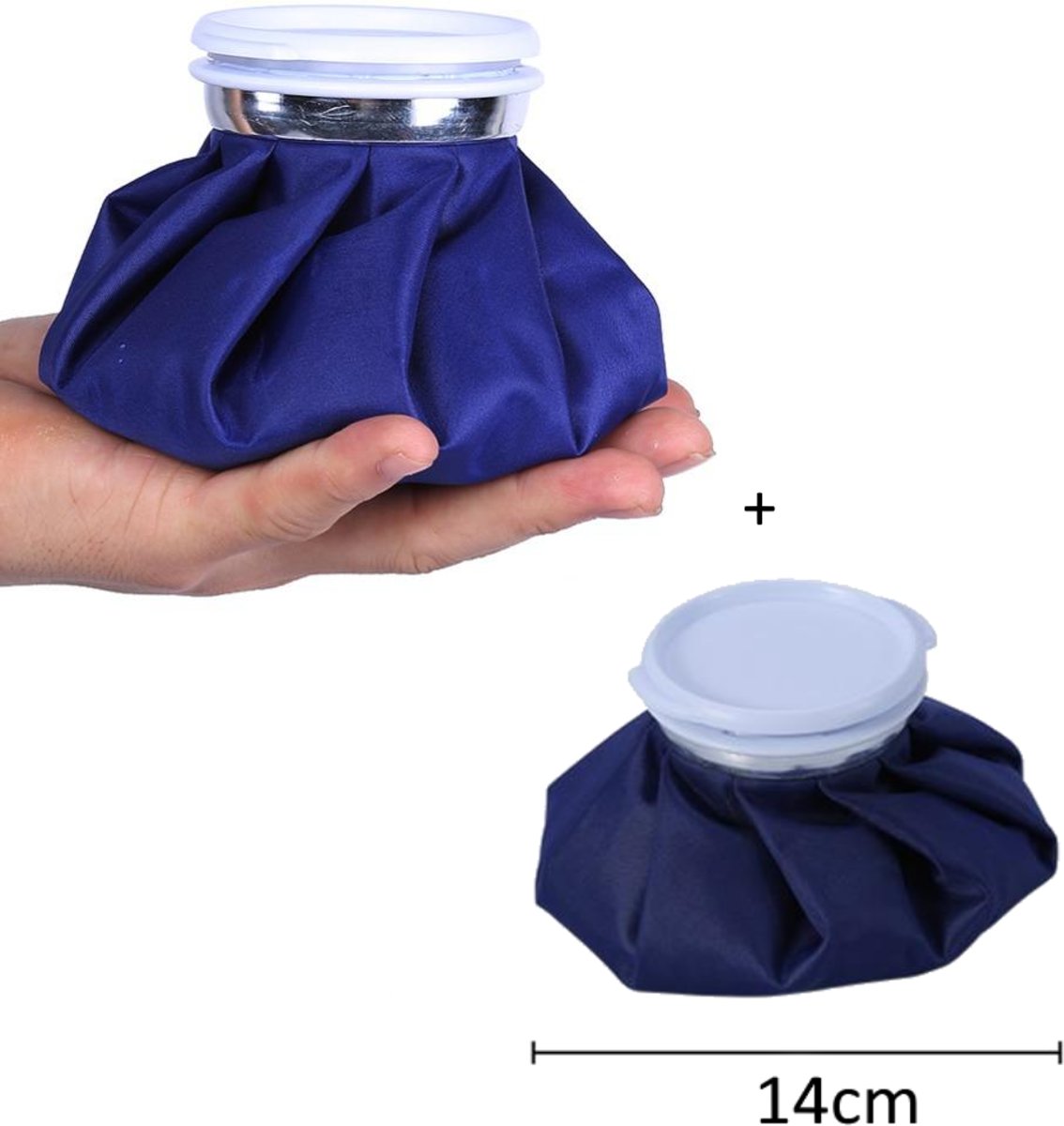 Foto van 2 stuks kleine ijs zak – ice bags tegen plaatselijke vetophopingen – tegen zwelling bij kwetsuren en hoofdpijn.