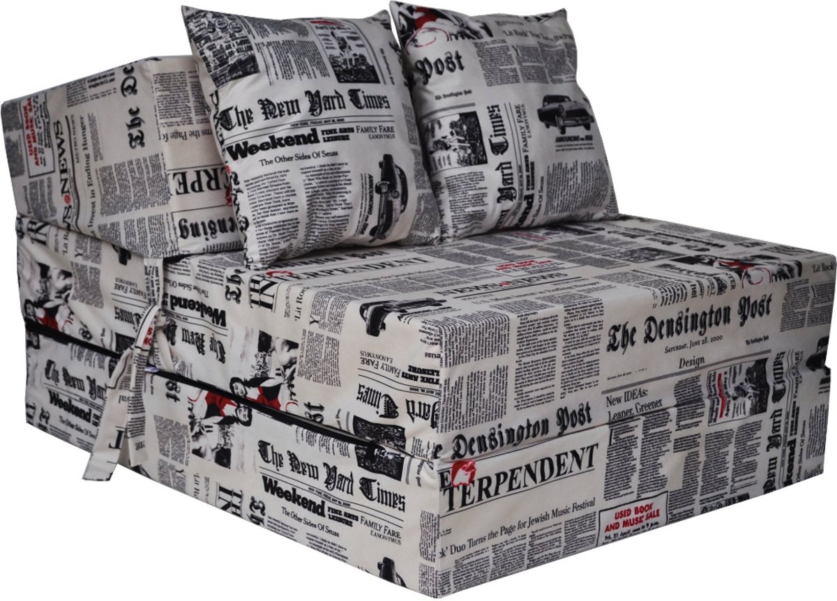 Luxe logeermatras - newspaper - camping matras - reismatras - opvouwbaar matras - 200 x 70 x 15 - met kussens