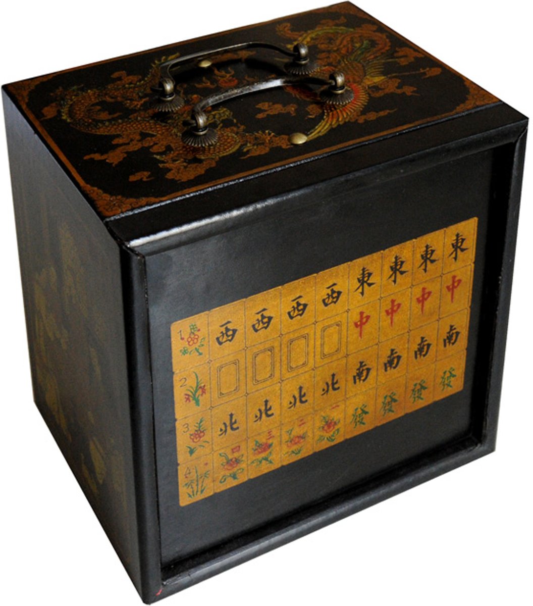Mah-Jong in houten kist zwart S