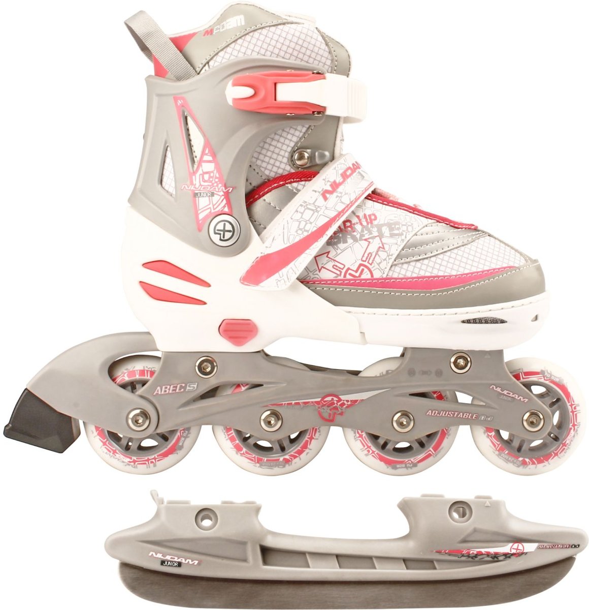 Nijdam Junior Skate/Schaats Combo - Semi-Softboot - Wit - Maat 31-34