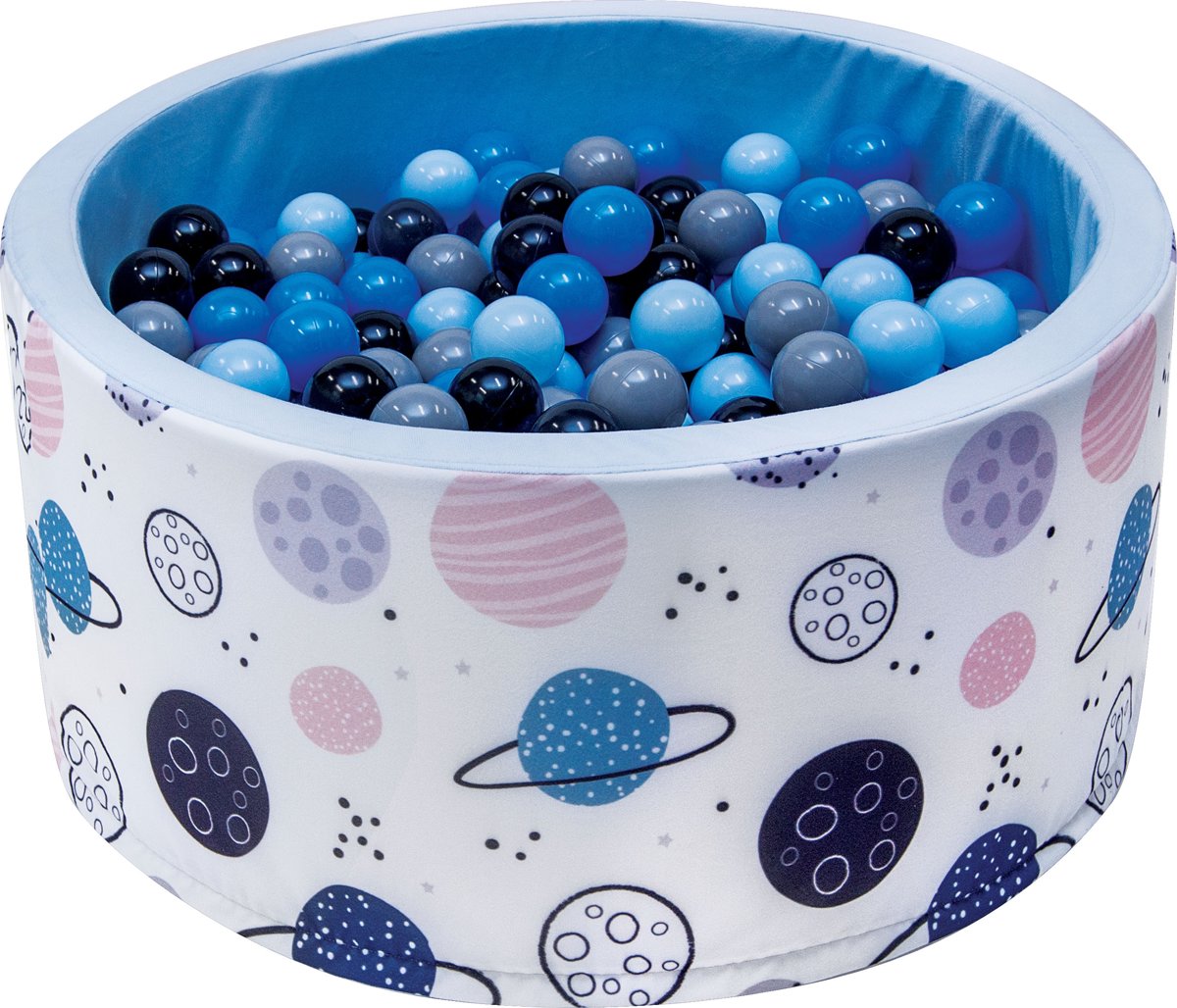 Ballenbak | Planeten incl.  200 zwarte, blauwe, grijze en blauwe ballen