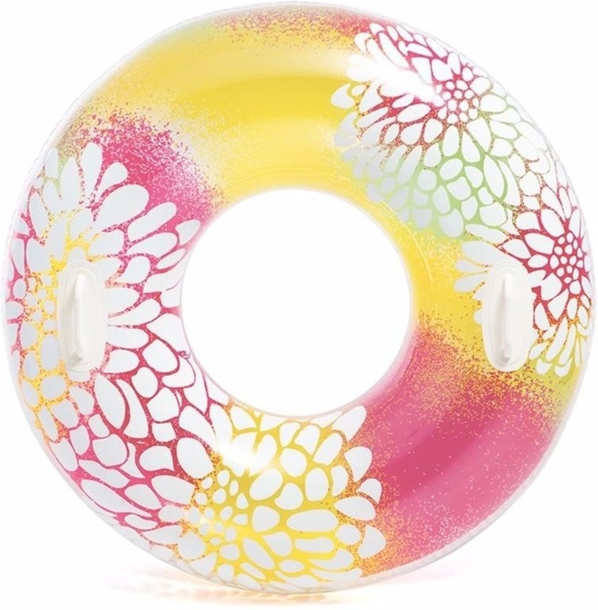 Intex zwemband geel/roze met bloemen 97 cm
