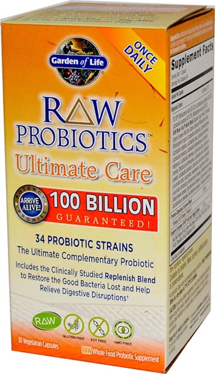 Foto van RAW Probiotics - Ultimate Care (30 Vegetarian Capsules) - Garden of Life