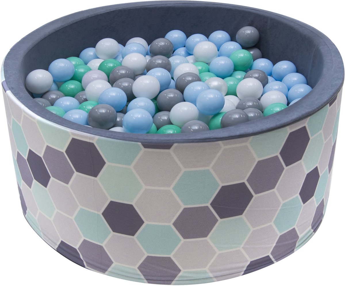 Ballenbak | Bijenraam incl.  200 witte, grijze groene en blauwe ballen